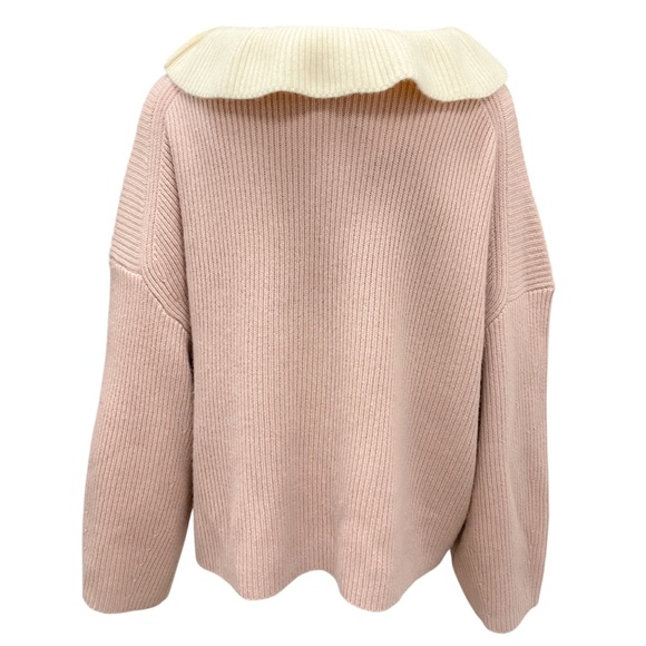 ALTUZARRA AGED MAUVE ZOPPEZ RUFFLED CASHMERE SWEATER - Picture 3 of 6